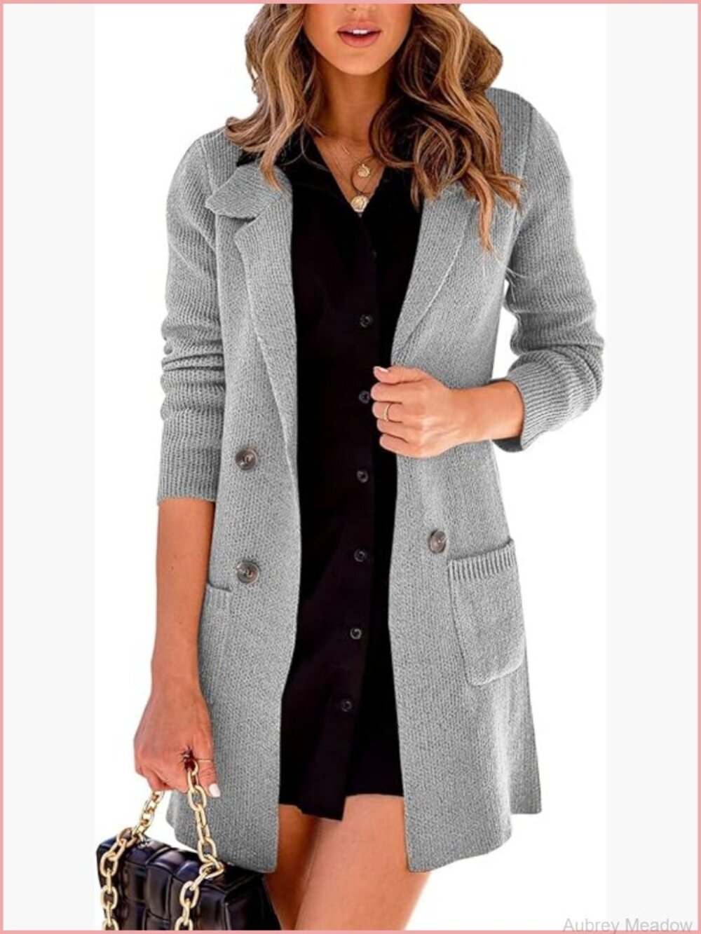 Open Front Lapel Collar Cardigan Button Down Long Sweaters Outerwear